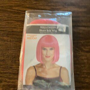 Halloween Short Bob Wig Hot Pink Costume Cosplay NWT